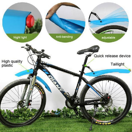 Bicycle Fender With LED Taillights Mountain Bike Fender Quick Release 26 Inch Riding Accessories(Orange)-garmade.com