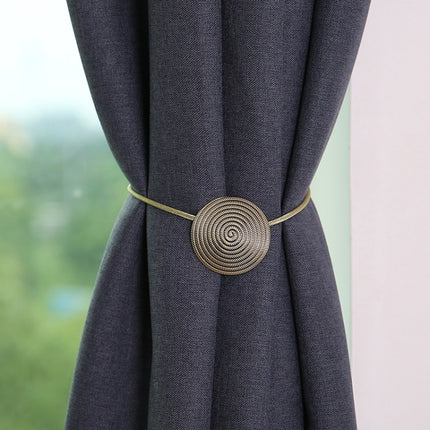 E003 2 PCS Metal Curtain Magnetic Buckle Strap Curtain Clip Bedroom Living Room Free Perforated Curtain Buckle(Blu Ancient)-garmade.com