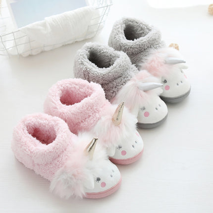 Winter Cotton Slippers Bag Heel Cotton Slippers Non-Slip Warm Home Cotton Slippers, Size: 39-40(Gray)-garmade.com