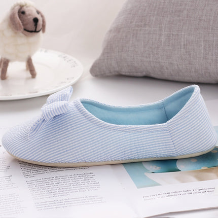 Bow Confinement Shoes Indoor Home Confinement Shoes Non-Slip Floor Bag Heel Slippers, Size: 35-36(Blue)-garmade.com