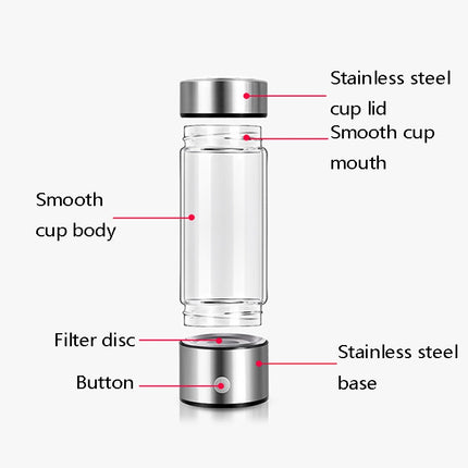 Portable Electrolyzed Water Cups Hydrogen-Rich Water Cups, Capacity: 420ml(Silver)-garmade.com