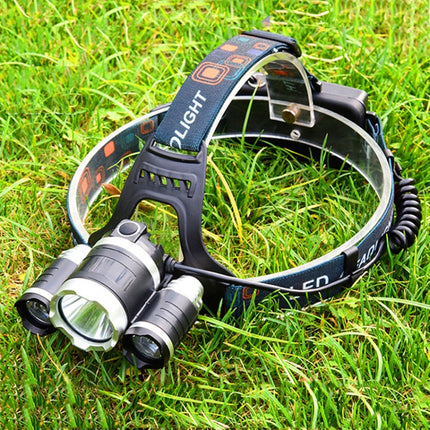 Strong Light Long-Range Rechargeable Three-Head Lamp Outdoor Fishing Lamp Led Head-Mounted Flashlight (3T6 Without Battery)-garmade.com