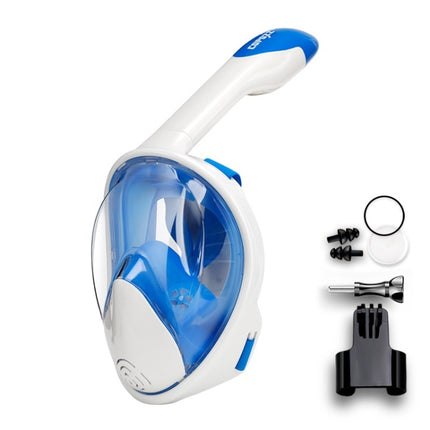 COPOZZ Snorkeling Mask Full Dry Snorkel Swimming Equipment, Size: S(White Blue)-garmade.com