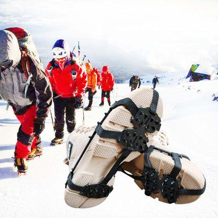 5 Pairs Outdoor 24-Tooth Reinforced Crampons Non-Slip Shoe Covers Snow Claws Winter Hiking Shoes Spikes Chain, Size: L (40-45)-garmade.com