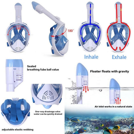 Full Dry Diving Mask Swimming Anti-Fog Snorkeling Mask, Size: L/XL(Black Blue)-garmade.com