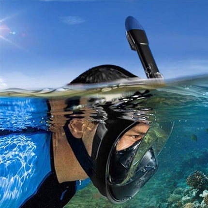 Full Dry Diving Mask Swimming Anti-Fog Snorkeling Mask, Size: L/XL(Black Blue)-garmade.com