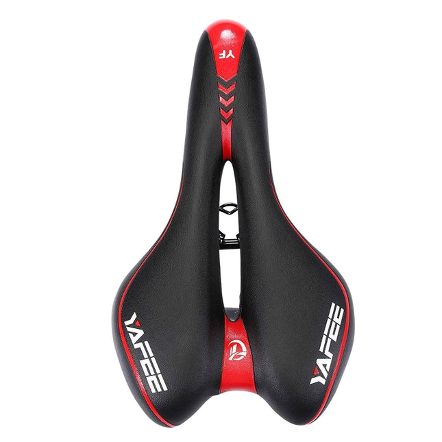 YAFEE YF-1034-3 Soft Mountain Bike Seat Mountain Bike Hollow Breathable Saddle Seat Cushion Bicycle Seat(Black Red)-garmade.com