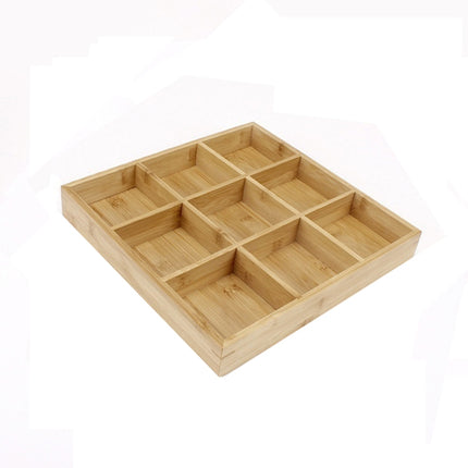 Hot Pot Bamboo Plate Compartmental Platter Vegetable Wood Tray Set Large Nine Grid Plate-garmade.com