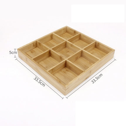 Hot Pot Bamboo Plate Compartmental Platter Vegetable Wood Tray Set Large Nine Grid Plate-garmade.com