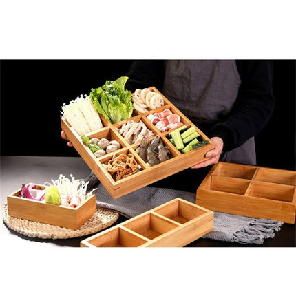 Hot Pot Bamboo Plate Compartmental Platter Vegetable Wood Tray Set Large Nine Grid Plate-garmade.com