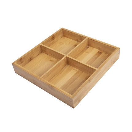 Hot Pot Bamboo Plate Compartmental Platter Vegetable Wood Tray Set Large Four Grid Bamboo Plate-garmade.com