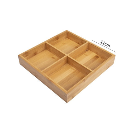 Hot Pot Bamboo Plate Compartmental Platter Vegetable Wood Tray Set Medium Four Grid Bamboo Plate-garmade.com