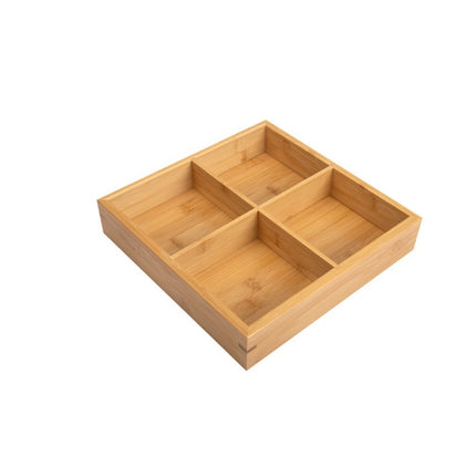 Hot Pot Bamboo Plate Compartmental Platter Vegetable Wood Tray Set Small Four Grid Bamboo Plate-garmade.com