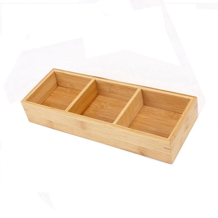 Hot Pot Bamboo Plate Compartmental Platter Vegetable Wood Tray Set Three Grid Bamboo Plate-garmade.com