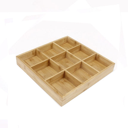 Hot Pot Bamboo Plate Compartmental Platter Vegetable Wood Tray Set Small Nine Grid Plate-garmade.com