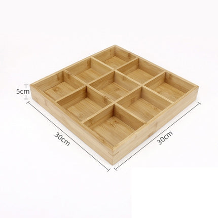 Hot Pot Bamboo Plate Compartmental Platter Vegetable Wood Tray Set Small Nine Grid Plate-garmade.com