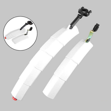 Bicycle Telescopic Folding Mudguard 27.5 Inch Extended Water Retaining LED Taillight(White)-garmade.com