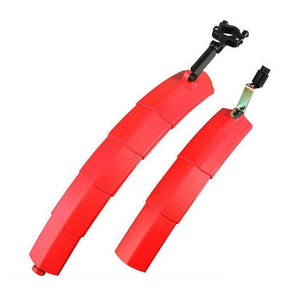 Bicycle Telescopic Folding Mudguard 27.5 Inch Extended Water Retaining LED Taillight(Red)-garmade.com