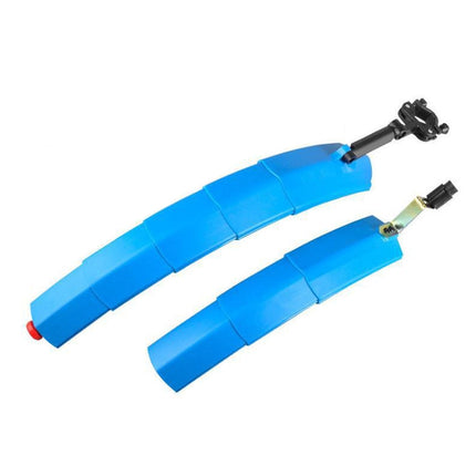 Bicycle Telescopic Folding Mudguard 27.5 Inch Extended Water Retaining LED Taillight(Blue)-garmade.com