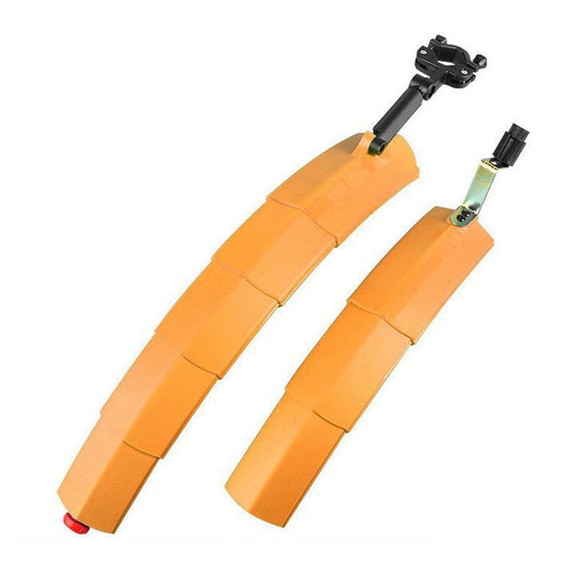Bicycle Telescopic Folding Mudguard 27.5 Inch Extended Water Retaining LED Taillight(Orange)-garmade.com