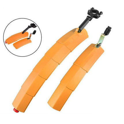 Bicycle Telescopic Folding Mudguard 27.5 Inch Extended Water Retaining LED Taillight(Orange)-garmade.com