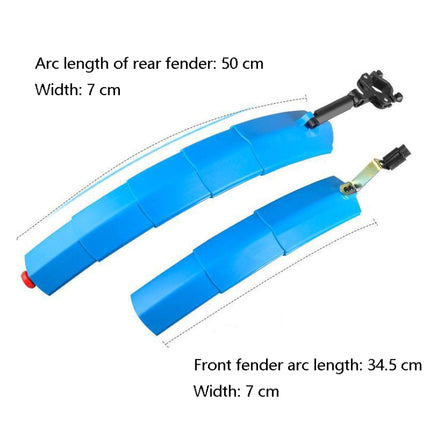 Bicycle Telescopic Folding Mudguard 27.5 Inch Extended Water Retaining LED Taillight(Blue)-garmade.com