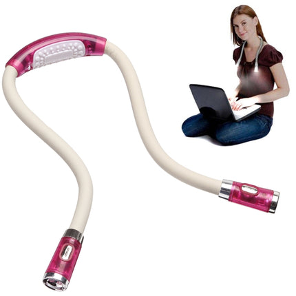 Portable U-shaped LED Flexible Handsfree Hug Neck Reading Book Lamp Torch(Pink)-garmade.com