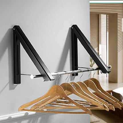 Multifunctional Space Aluminum Invisible Drying Rack, Size:Double Black + 80cm Crossbar-garmade.com