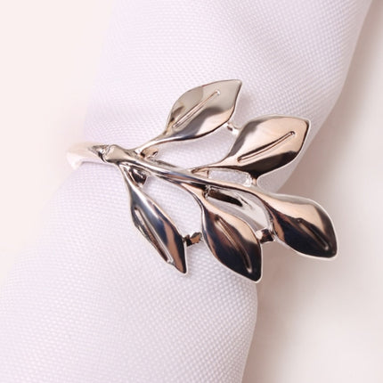 6 PCS Electroplating Leaf Shape Napkin Buckle Wedding Hotel Napkin Ring(Silver)-garmade.com