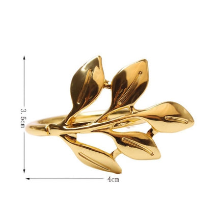 6 PCS Electroplating Leaf Shape Napkin Buckle Wedding Hotel Napkin Ring(Gold)-garmade.com