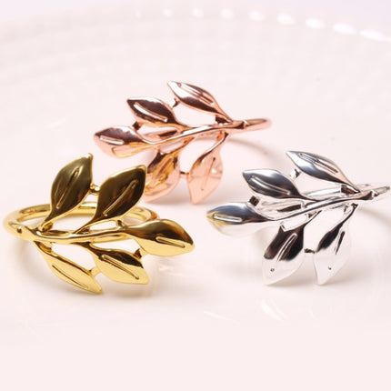 6 PCS Electroplating Leaf Shape Napkin Buckle Wedding Hotel Napkin Ring(Rose Gold)-garmade.com