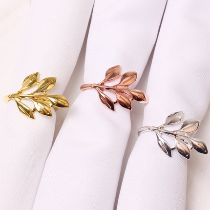 6 PCS Electroplating Leaf Shape Napkin Buckle Wedding Hotel Napkin Ring(Silver)-garmade.com