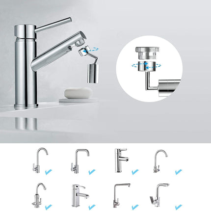 720-Degree Universal Rotating Faucet Anti-Splash Spout Filter Dual-Function Faucet, Specification: Two Sections-garmade.com