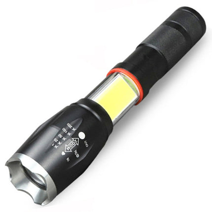 Telescopic Zoom Strong Light Flashlight Strong Magnetic Rechargeable LED Flashlight, Colour: Silver Head (No Battery, No Charger)-garmade.com