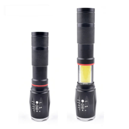 Telescopic Zoom Strong Light Flashlight Strong Magnetic Rechargeable LED Flashlight, Colour: Silver Head (No Battery, No Charger)-garmade.com