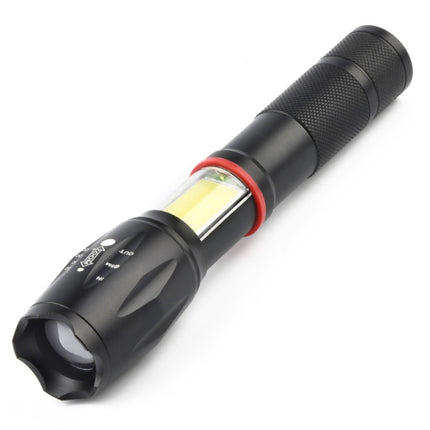 Telescopic Zoom Strong Light Flashlight Strong Magnetic Rechargeable LED Flashlight, Colour: Black Head (With Battery, EU Plug Charger)-garmade.com