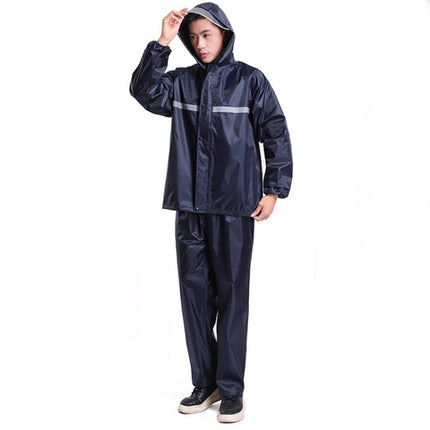 Thickened Labor Protection Reflective Raincoat Rain Pants Split Suit Adult Outdoor Oxford Cloth Riding Duty Raincoat, Size: L(Navy Blue)-garmade.com