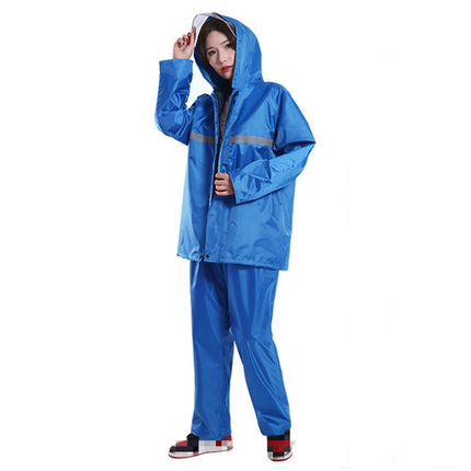 Thickened Labor Protection Reflective Raincoat Rain Pants Split Suit Adult Outdoor Oxford Cloth Riding Duty Raincoat, Size: L(Sapphire Blue)-garmade.com