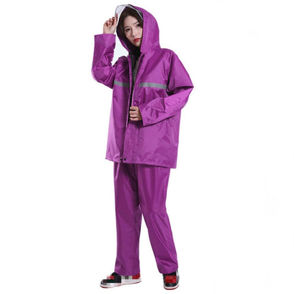 Thickened Labor Protection Reflective Raincoat Rain Pants Split Suit Adult Outdoor Oxford Cloth Riding Duty Raincoat, Size: XL(Purple)-garmade.com