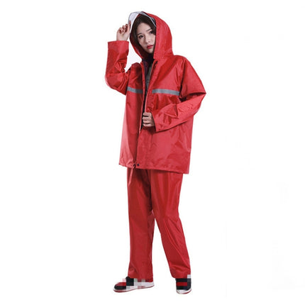 Thickened Labor Protection Reflective Raincoat Rain Pants Split Suit Adult Outdoor Oxford Cloth Riding Duty Raincoat, Size: 4XL(Red)-garmade.com