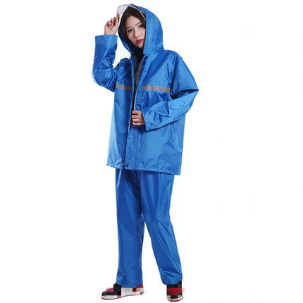 Thickened Labor Protection Reflective Raincoat Rain Pants Split Suit Adult Outdoor Oxford Cloth Riding Duty Raincoat, Size: 5XL(Sapphire Blue)-garmade.com