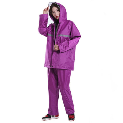 Thickened Labor Protection Reflective Raincoat Rain Pants Split Suit Adult Outdoor Oxford Cloth Riding Duty Raincoat, Size: 5XL(Purple)-garmade.com
