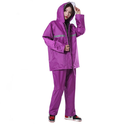 Thickened Labor Protection Reflective Raincoat Rain Pants Split Suit Adult Outdoor Oxford Cloth Riding Duty Raincoat, Size: 5XL(Purple)-garmade.com