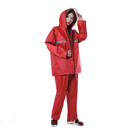 Thickened Labor Protection Reflective Raincoat Rain Pants Split Suit Adult Outdoor Oxford Cloth Riding Duty Raincoat, Size: 5XL(Red)-garmade.com