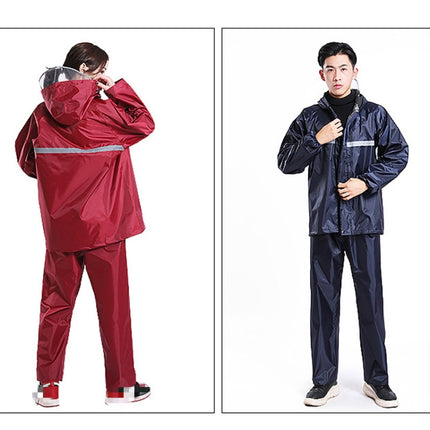 Thickened Labor Protection Reflective Raincoat Rain Pants Split Suit Adult Outdoor Oxford Cloth Riding Duty Raincoat, Size: 5XL(Navy Blue)-garmade.com