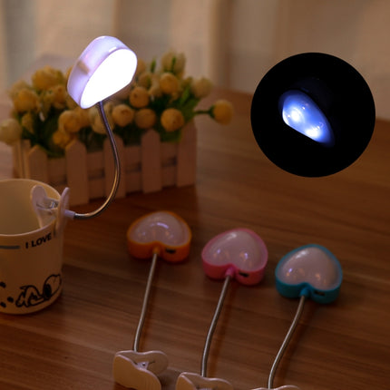 Mini Love Heart Clip LED Book Light Lamps Reading Book Desk Lamp Keyboard Light Eyes-Protect Energy Save Night Lights(Pink)-garmade.com