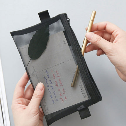 Nylon Simple Transparent Mesh Pencil Case Office School Supplies(Small White)-garmade.com