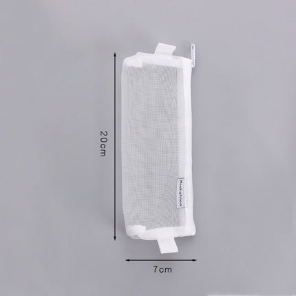 Nylon Simple Transparent Mesh Pencil Case Office School Supplies(Small Grey)-garmade.com