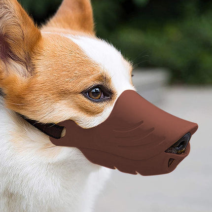 Dog Muzzle Cover Tedike Fund Fur Dog Muzzle Cover Anti-Bite Mouth Cover Silicone Supplies, Specification: S(Brown)-garmade.com