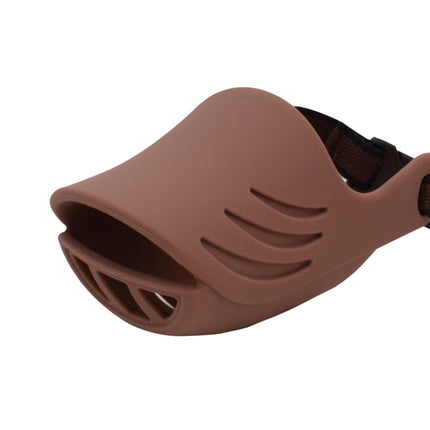 Dog Muzzle Cover Tedike Fund Fur Dog Muzzle Cover Anti-Bite Mouth Cover Silicone Supplies, Specification: S(Brown)-garmade.com